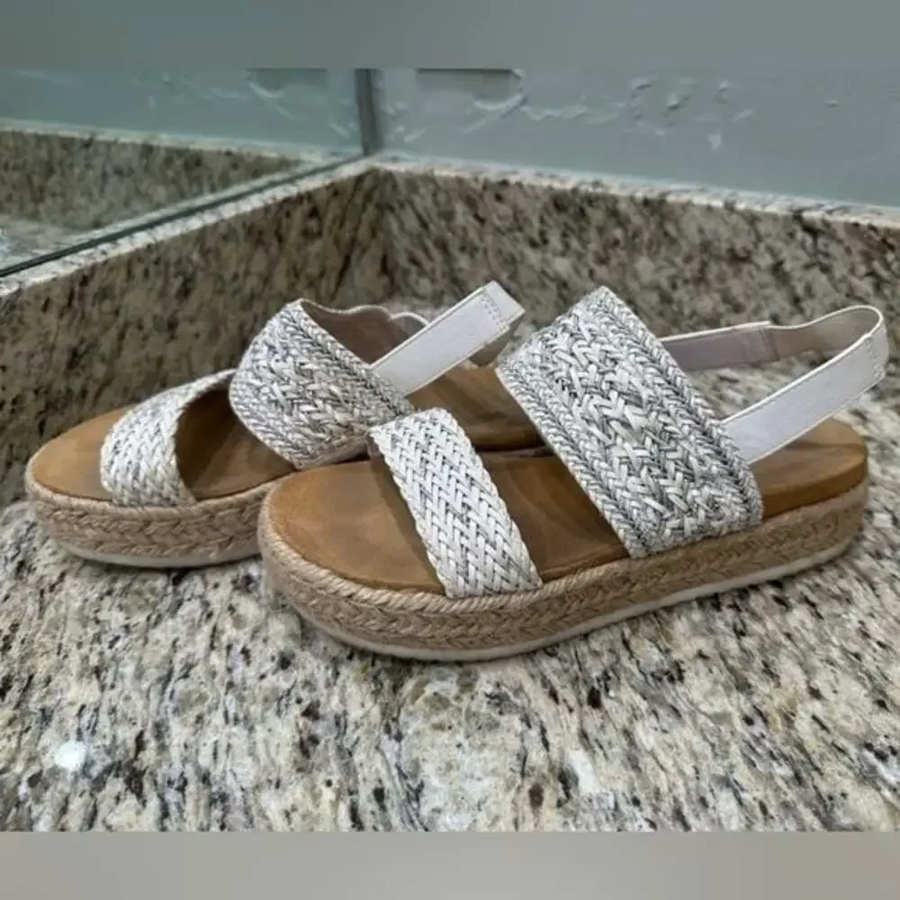 Women's White Woven Sandals